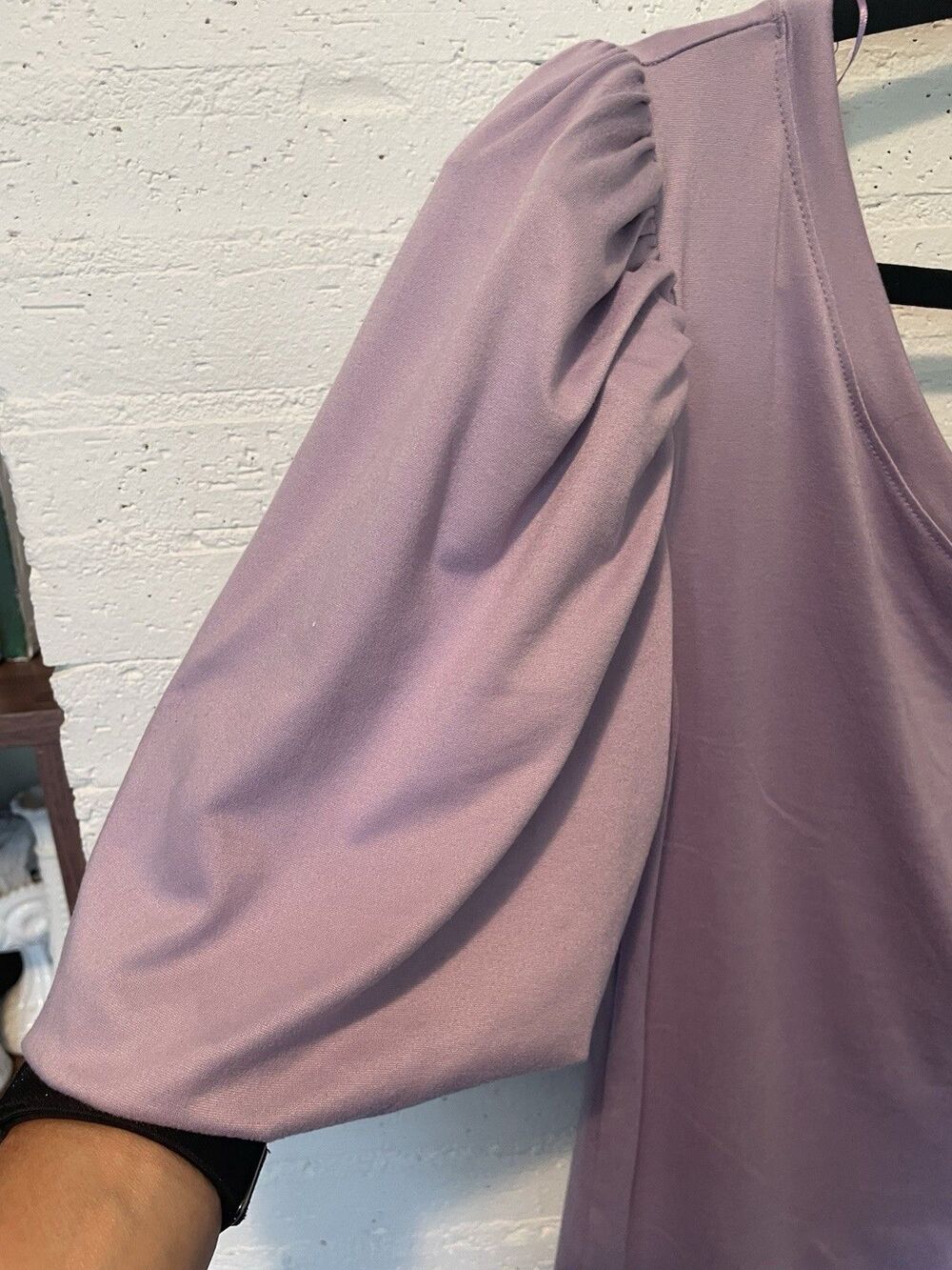 NWT AQUA Ladies Lavender One Shoulder Puff Sleeve Tee Elevated Casual Y2K - Picture 6 of 6
